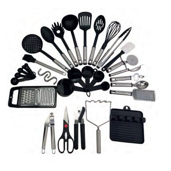 SET UTENSILIOS DE COCINA CROIX CON SOPORTE 40 PCS