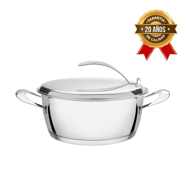 CACEROLA BAJA DE ACERO INOXIDABLE TRAMONTINA VENTURA CON TAPA 3.30 LTS. / 22 CM. - T623632