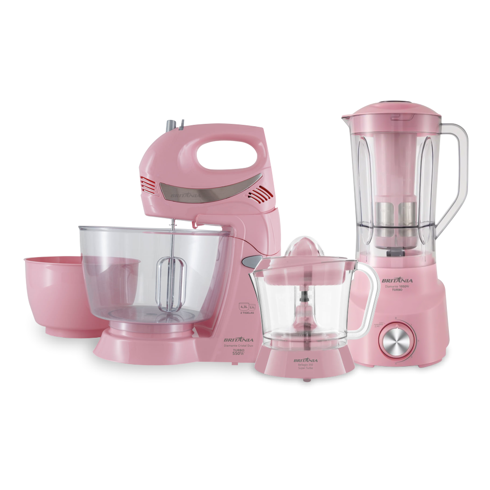 KIT LICUADORA-EXPRIMIDOR-BATIDORA BRITANIA 3 EN 1 BKT51R ROSA
