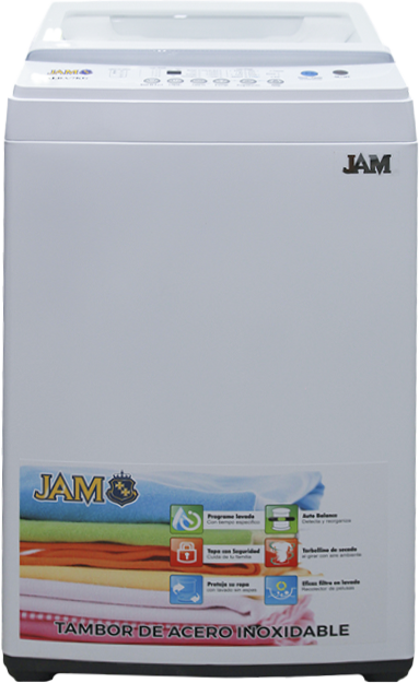 LAVARROPAS JAM ALBA 7KG AUTOMATICO CARGA SUPERIOR 8 PROGRAMAS  BLANCO